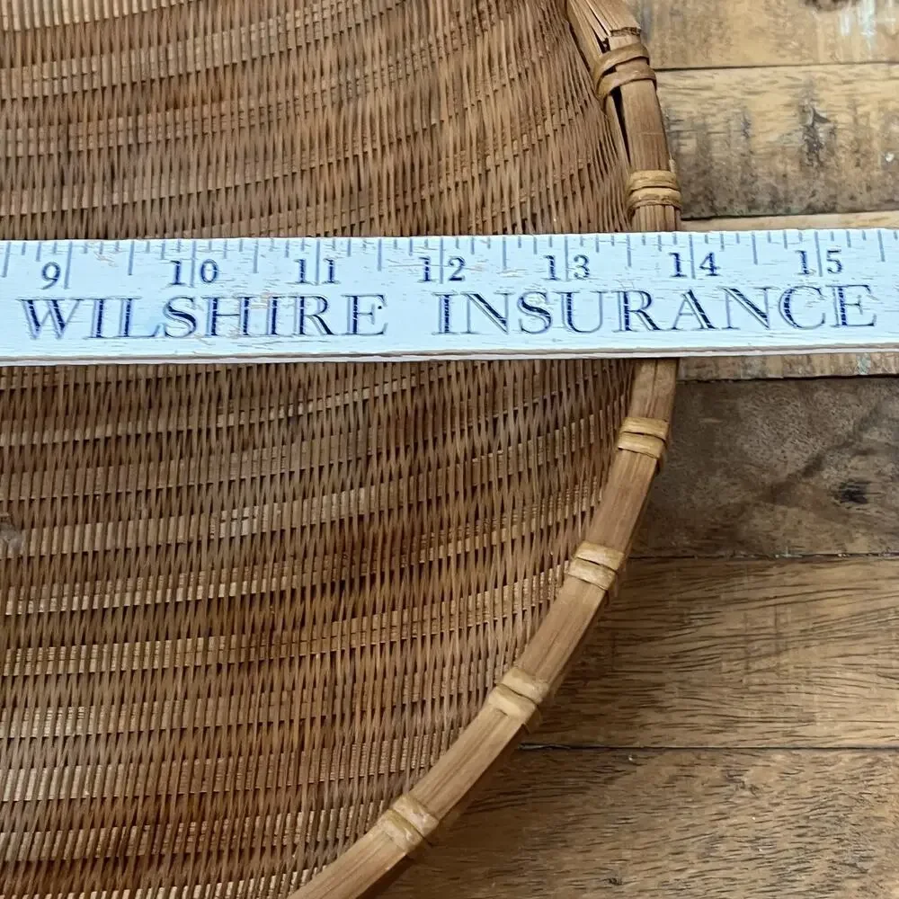 Vintage Hand Woven Sieve Woven Split Bamboo Winnowing Round Basket Tray 14